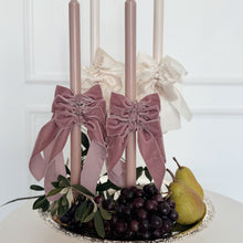 Load image into Gallery viewer, Velvet Bow Palm Sunday Candle - Mauve