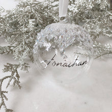 Load image into Gallery viewer, Personalised Glass Bauble, Encrusted with Crystals