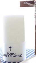 Load image into Gallery viewer, Ribbed Christening Candle with Acrylic Cuff
