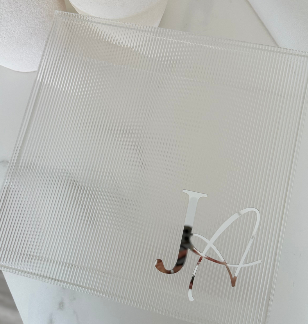 Ribbed Acrylic Christening Box with Acrylic Name