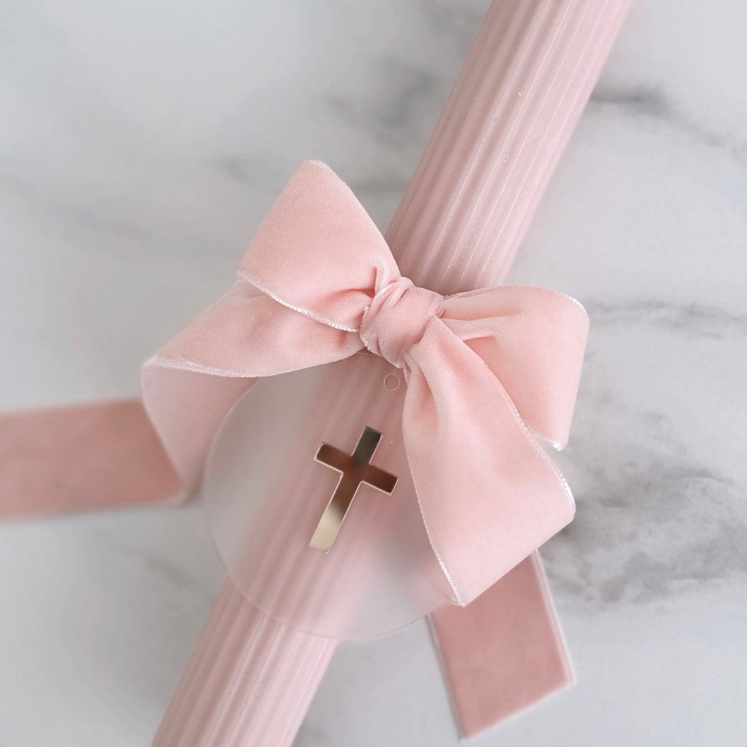Fluted Palm Sunday Candle - Blush
