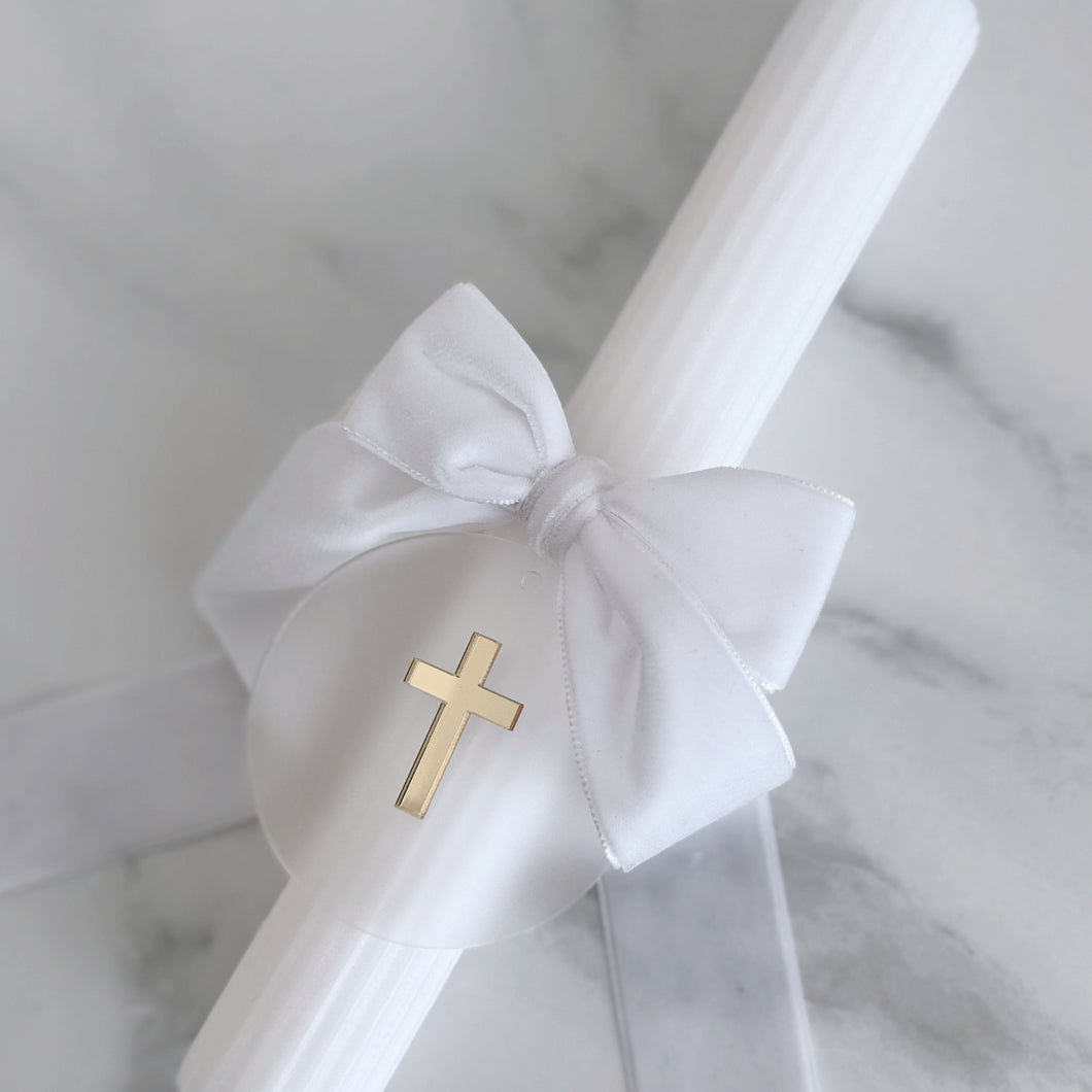 Fluted Palm Sunday Candle - White