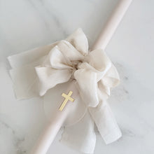 Load image into Gallery viewer, Silk Bow Palm Sunday Candle - Ivory
