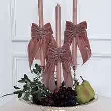 Load image into Gallery viewer, Velvet Bow Palm Sunday Candle - Mauve
