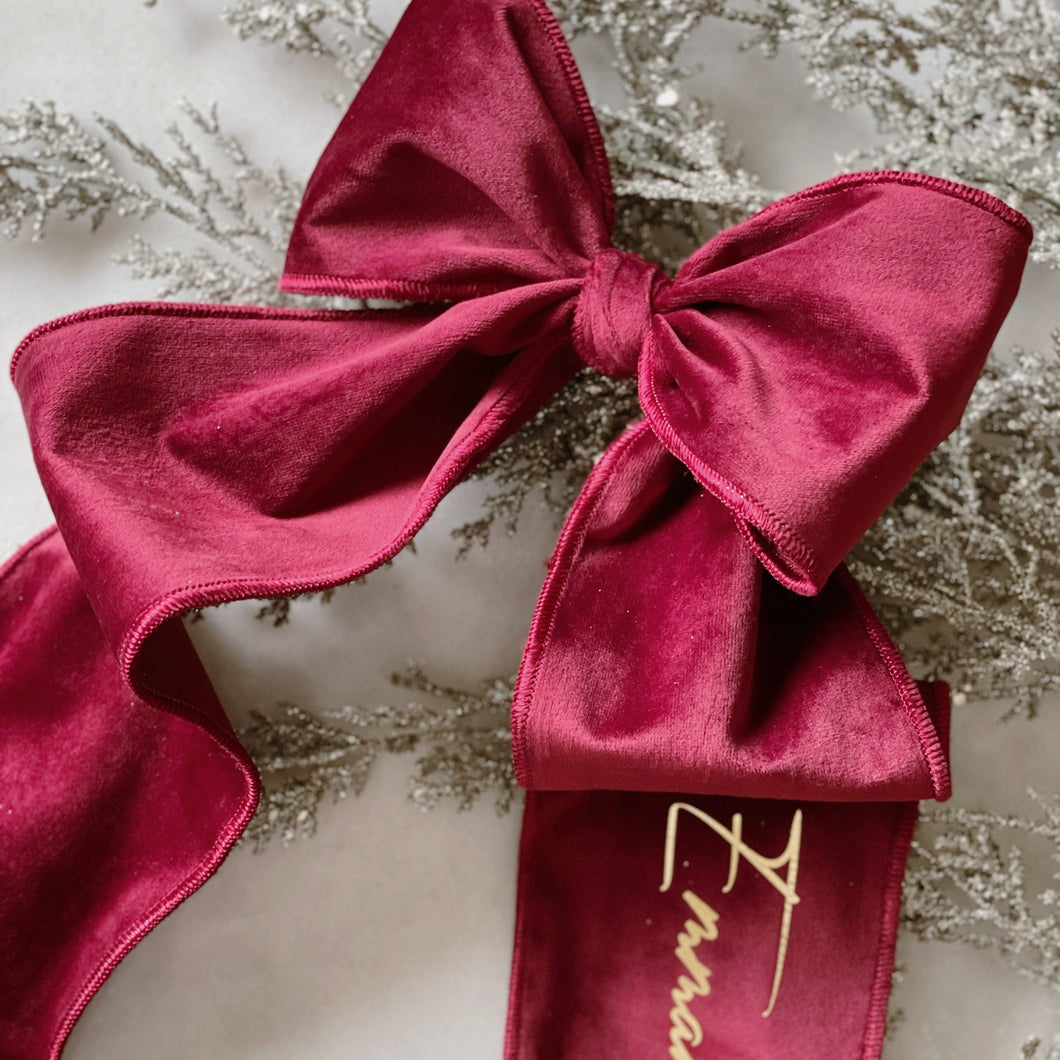 Red Personalised Velvet Bow