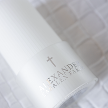 Load image into Gallery viewer, Ribbed Christening Candle with Acrylic Cuff
