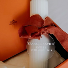 Load image into Gallery viewer, Ribbed Christening Candle with Acrylic Plaque
