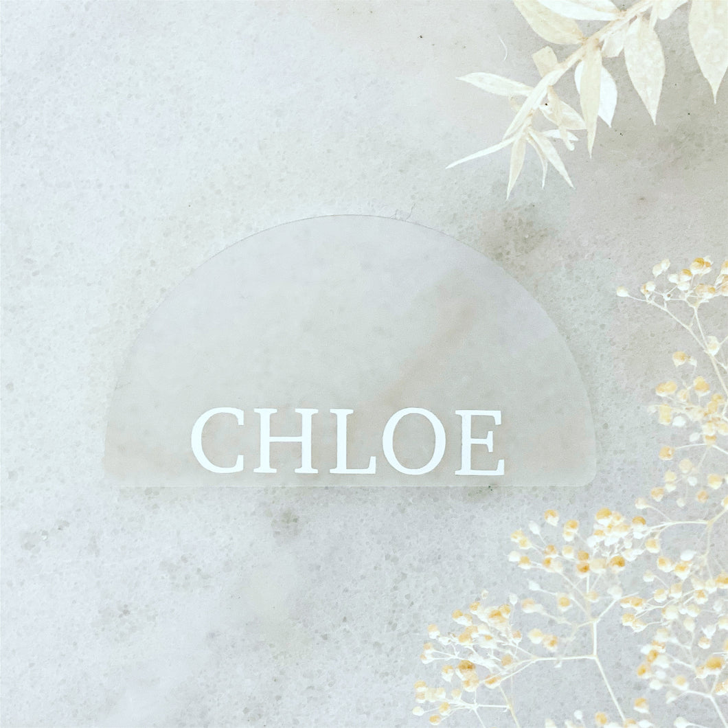 Frosted Half Round Acrylic Place Cards