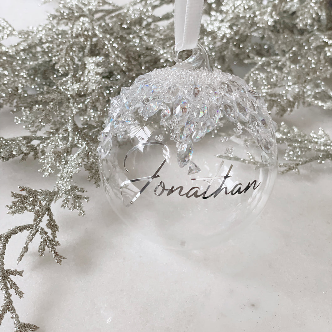 Personalised Glass Bauble,  Encrusted with Crystals