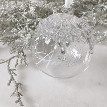 Load image into Gallery viewer, Personalised Glass Bauble,  Encrusted with Crystals
