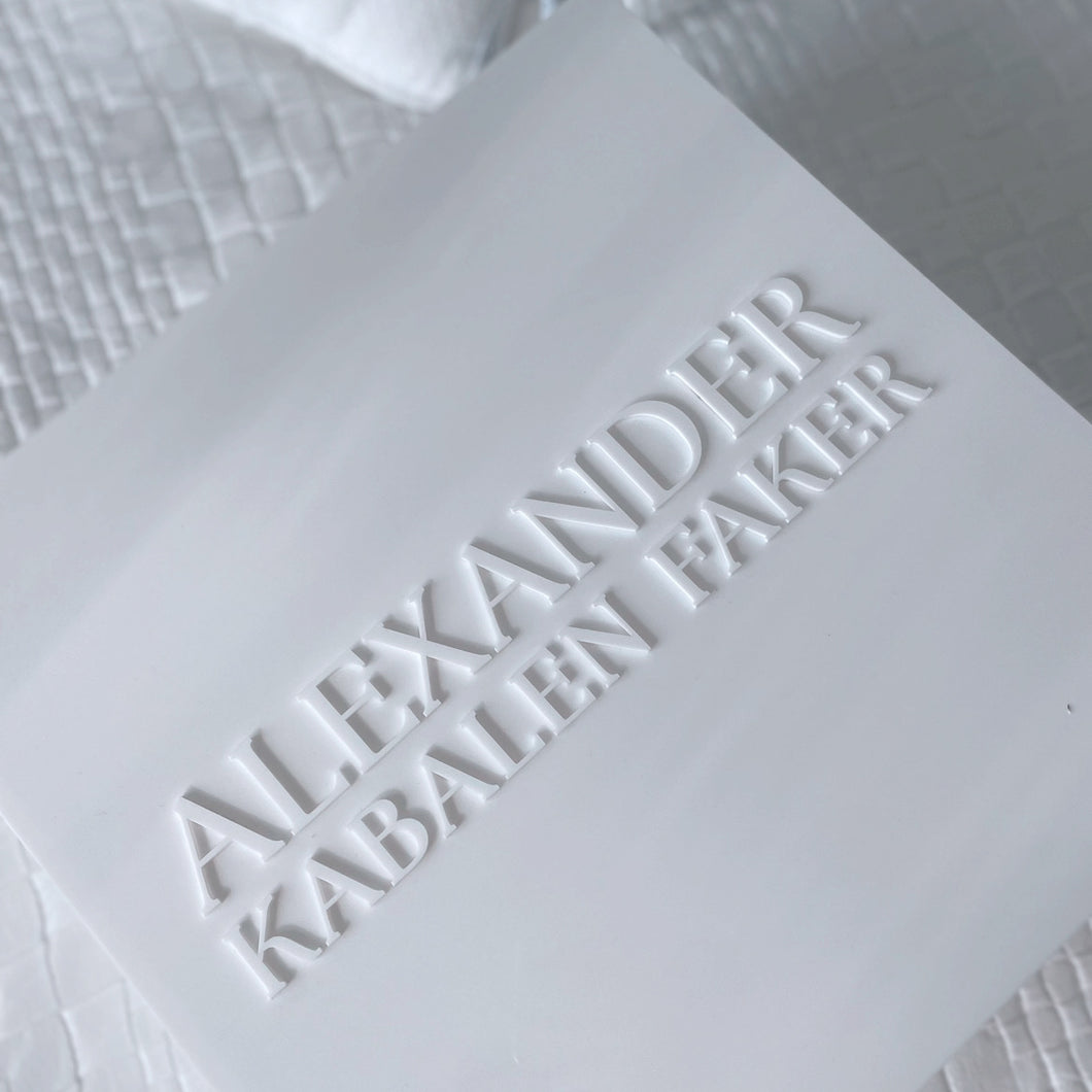 White Square Acrylic Christening Box